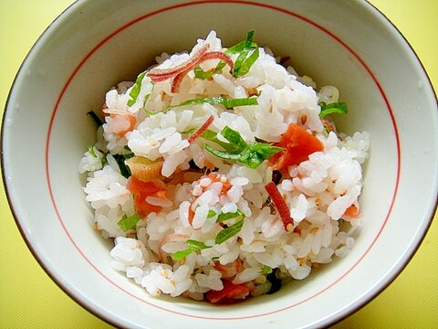 酢飯を使って☆梅とミョウガの混ぜご飯